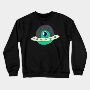 Alien Coming In Their HFO - Funny Alien Art In Pastel Green Crewneck Sweatshirt